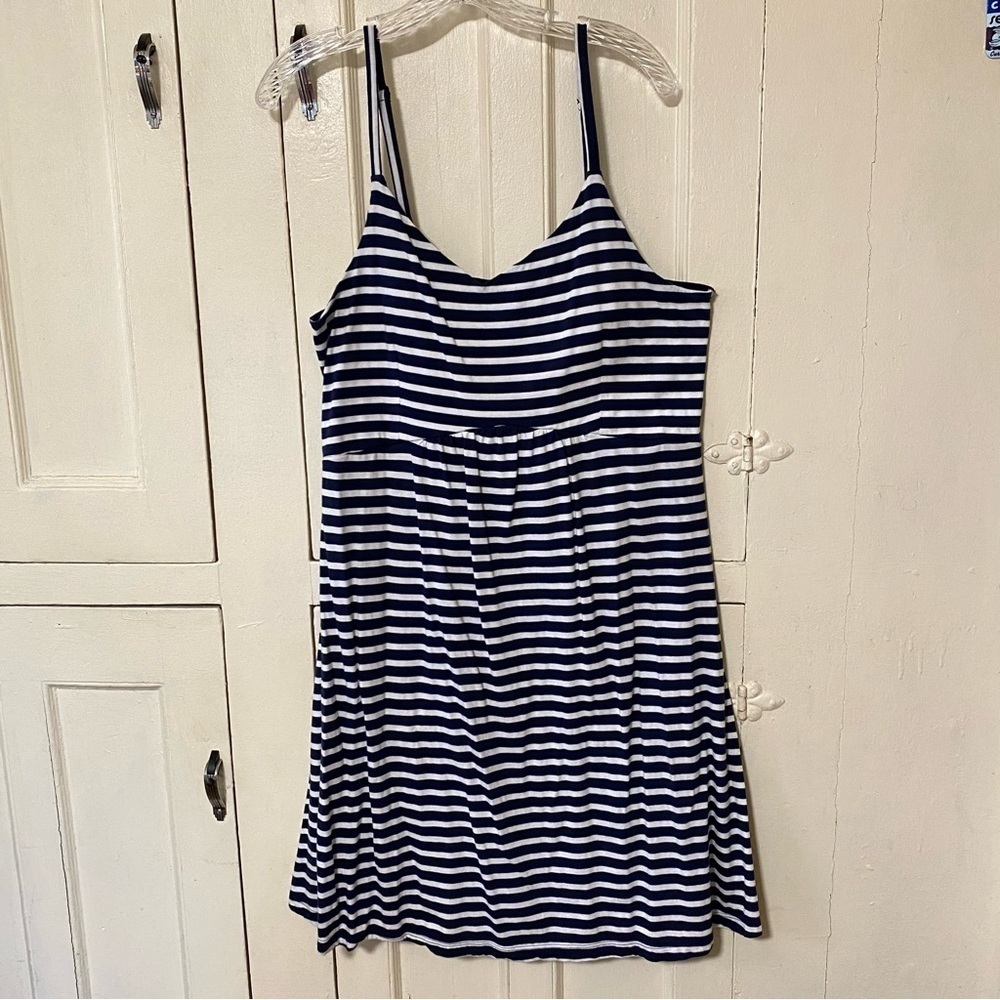 Old Navy Maternity Navy Blue & White Striped Sundress Size Large